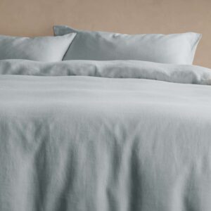 Italian Garment-Dyed Linen Duvet Set in Sky