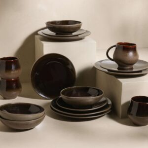 Hearthline Dinnerware With Cereal Bowls (Set of 16)